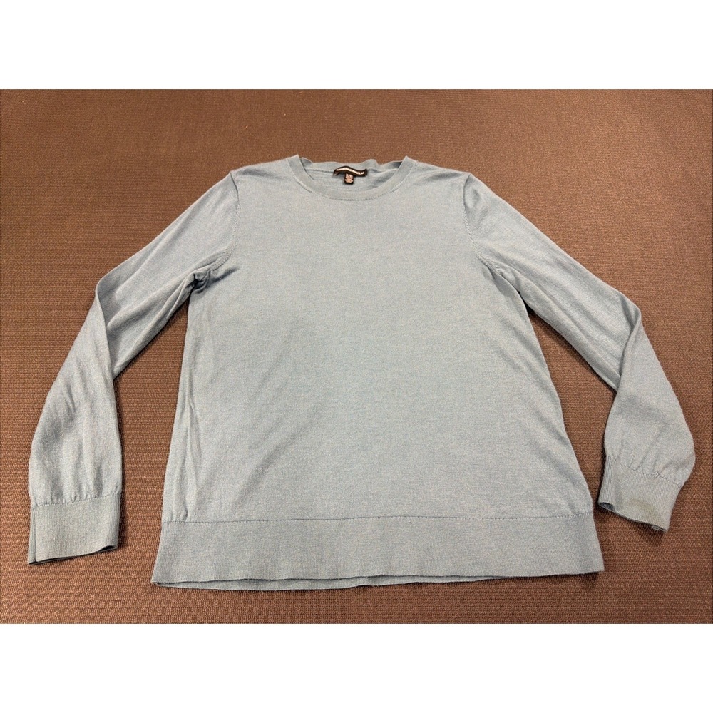 Katherine Barclay Extra Fine Merino Wool Long Sleeve‎ Pull Over Sweater Blue XL